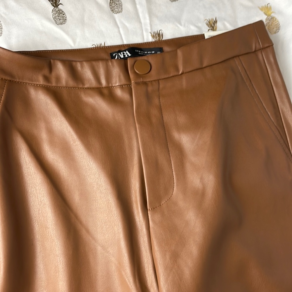Zara faux leather leggings chocolate